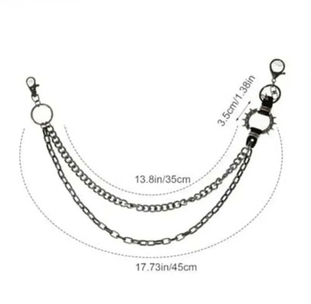 Punk Trousers Chains for Pants Or Purse Chain  Chain with Black Metal Detail